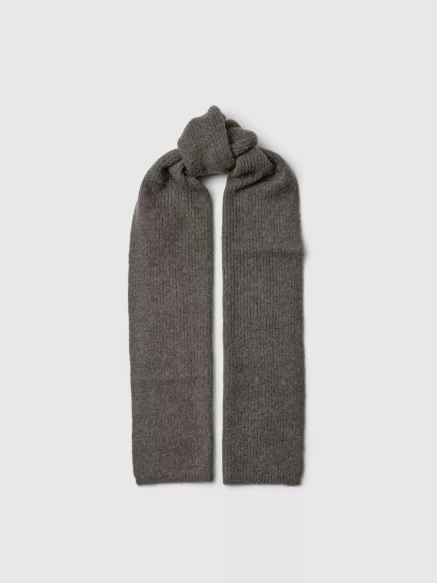 Selected Femme-SLFLULU WOOLBLEND NARROW KNIT SCARF-16099651-Medium Grey-GRIJS MELEE