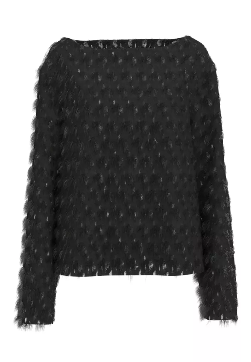Selected Femme-SLFMARION LS BOAT NECK TOP B-16098524-Black-BLACK