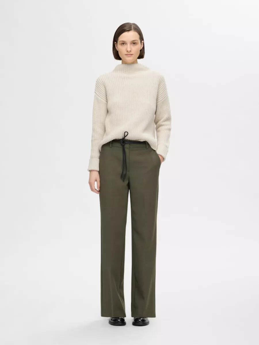 Selected Femme-SLFSELMA SUS LS KNIT PULLOVER NOOS-16097300-Birch-CREME