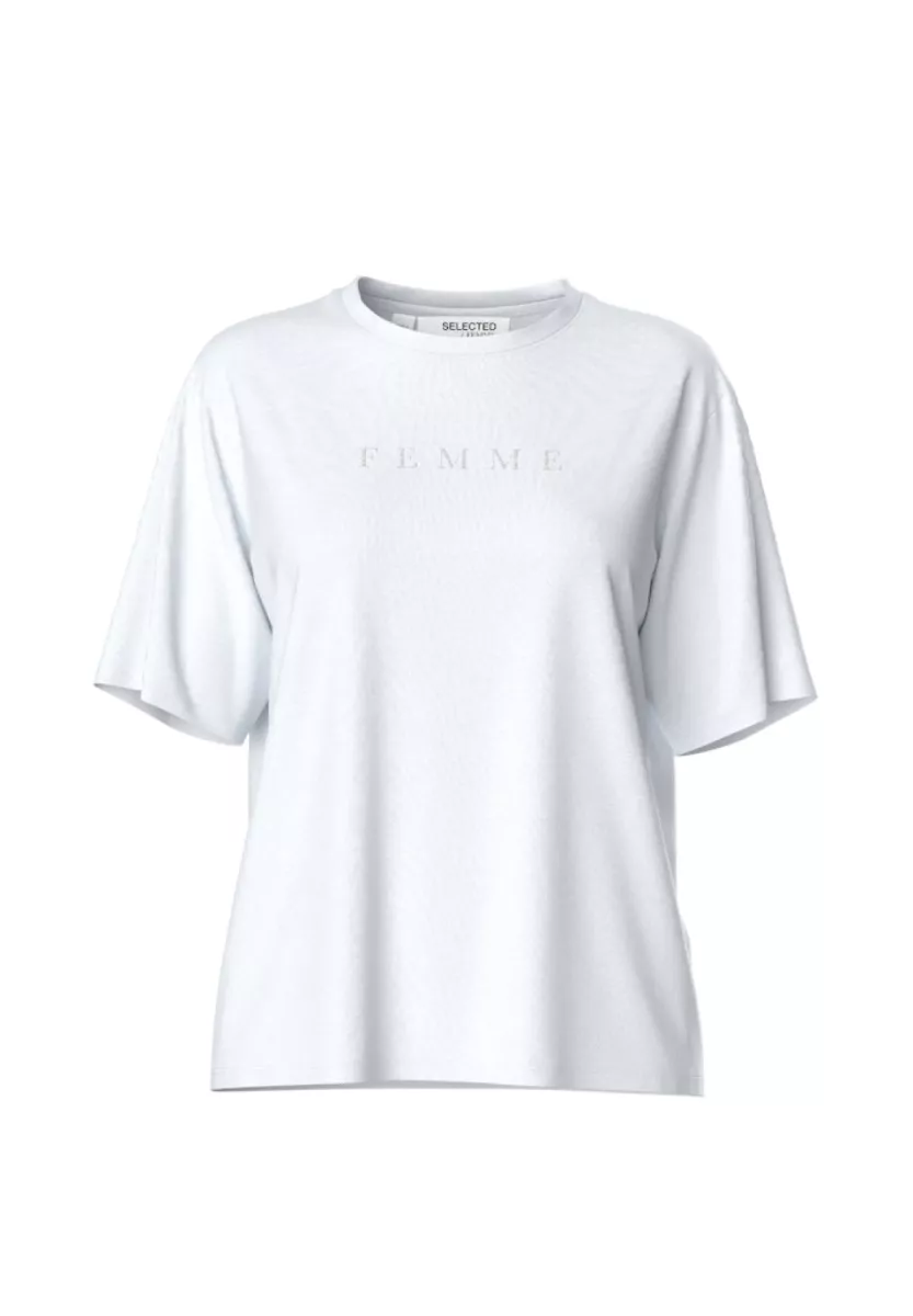 Selected Femme-SLFVILJA SS PRINTED TEE W NOOS-16085609-Bright White-WIT
