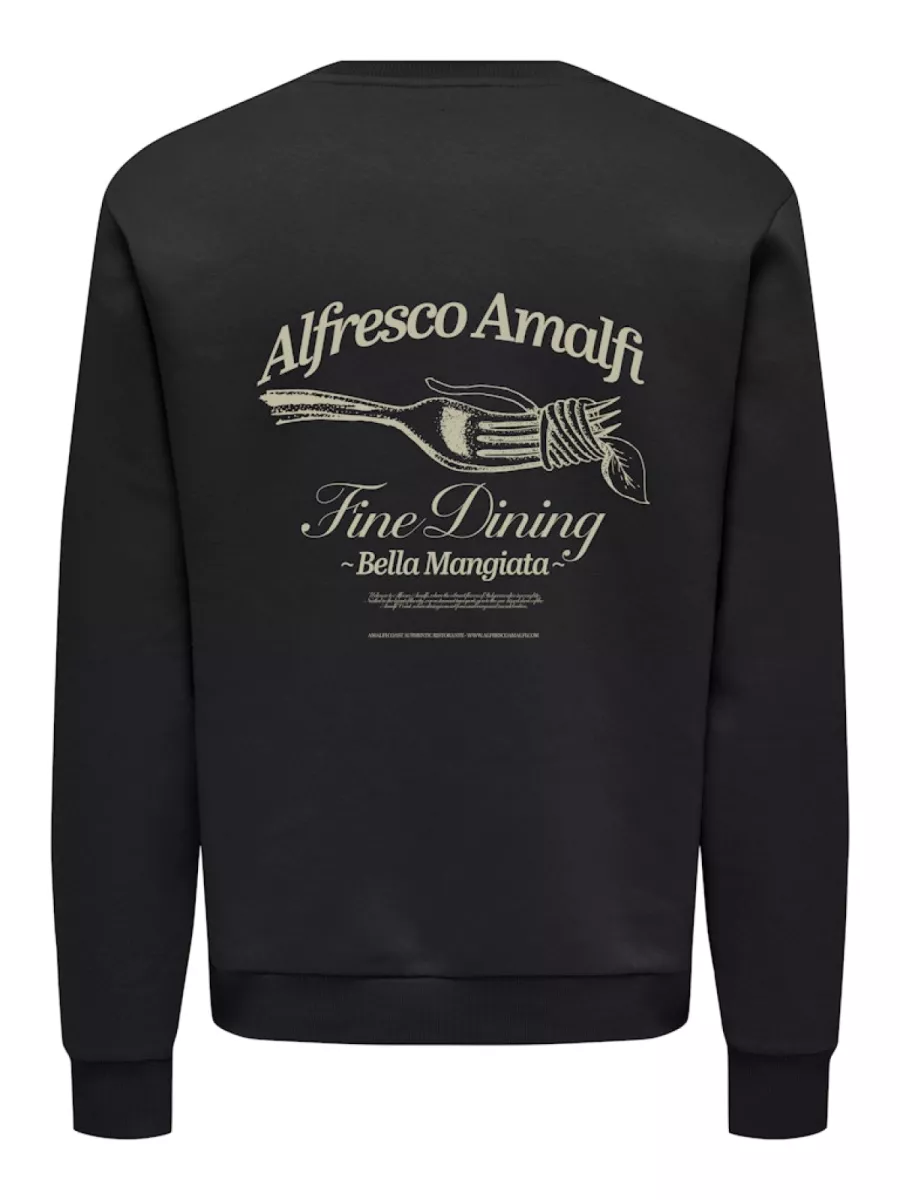 SONS-ONSALFRESCO REG CREW NECK-22035625-Black Amalfi-BLACK