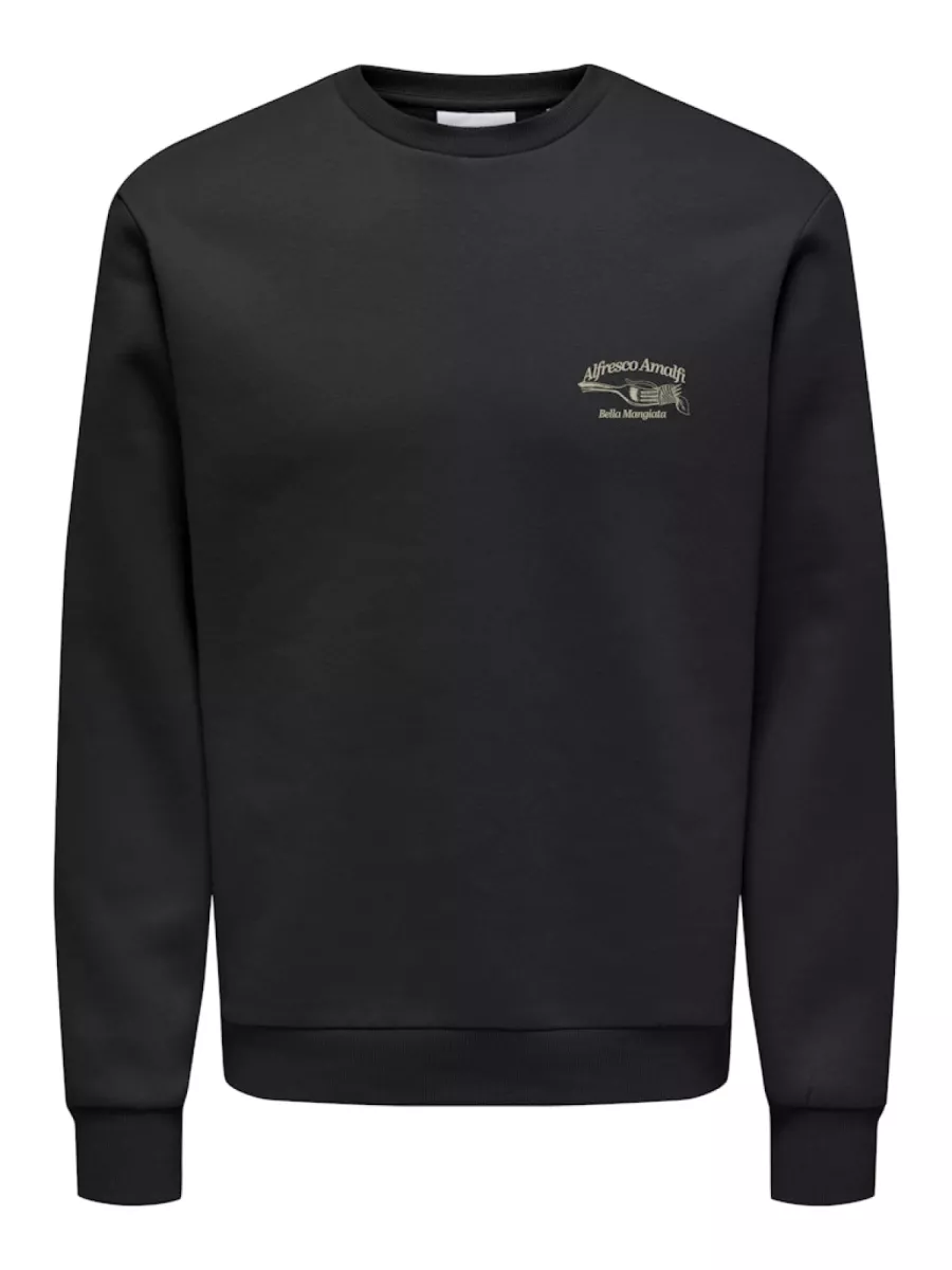 SONS-ONSALFRESCO REG CREW NECK-22035625-Black Amalfi-BLACK