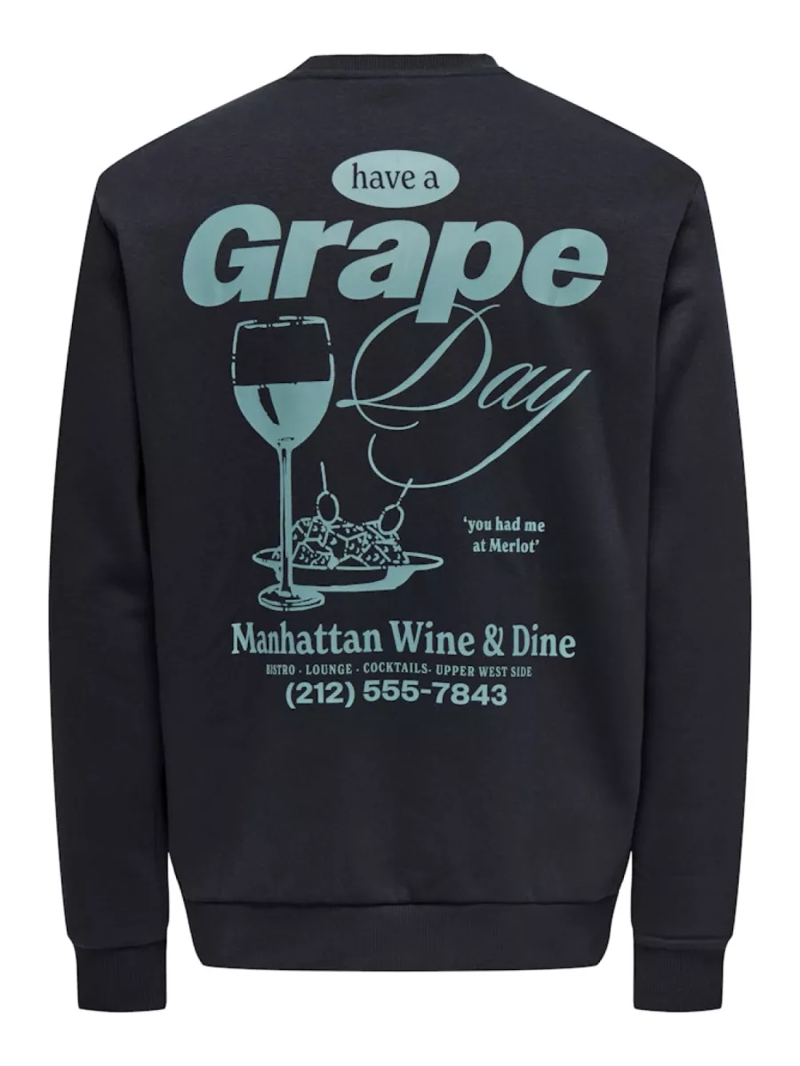 SONS-ONSALFRESCO REG CREW NECK-22035625-Black Grape-ZWART COMBINATIES