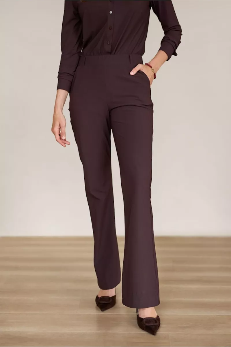 STUDIO ANNELOES-Flair Bonded trousers-94800-8700 espresso-DONKER BRUIN
