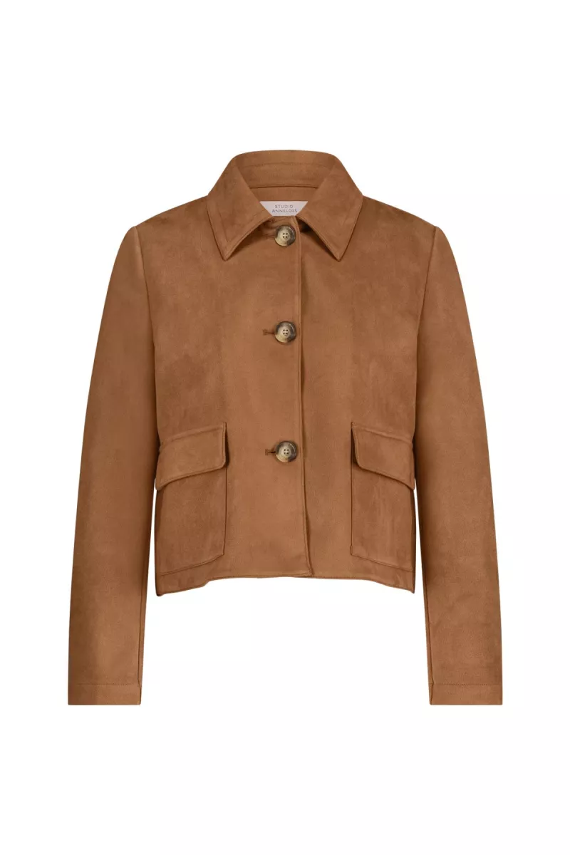STUDIO ANNELOES-Lennon suedine jacket-13112-1300 Caramel-LICHT BRUIN