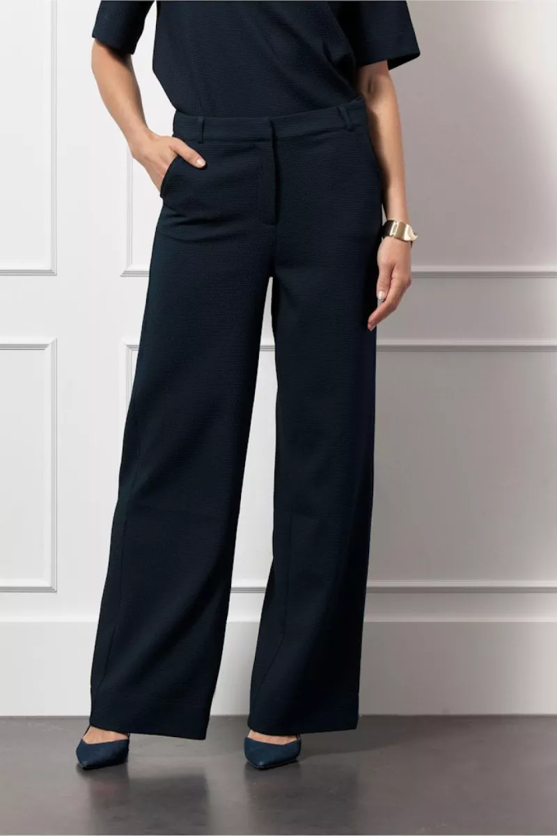 STUDIO ANNELOES-Lexie waffle trousers-13074-6900 Dark blue-DONKER BLAUW