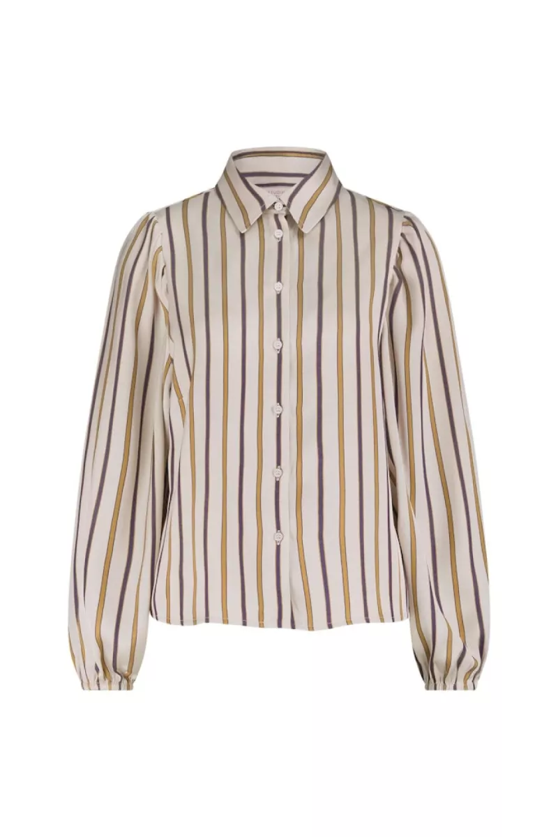 STUDIO ANNELOES-Lina stripe blouse-13077-1365 caramel ink blue-LICHT BRUIN