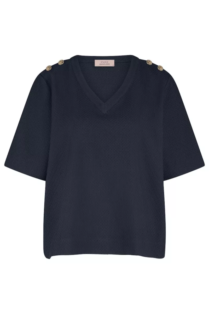STUDIO ANNELOES-Sierra waffle top-13075-6900 Dark blue-DONKER BLAUW