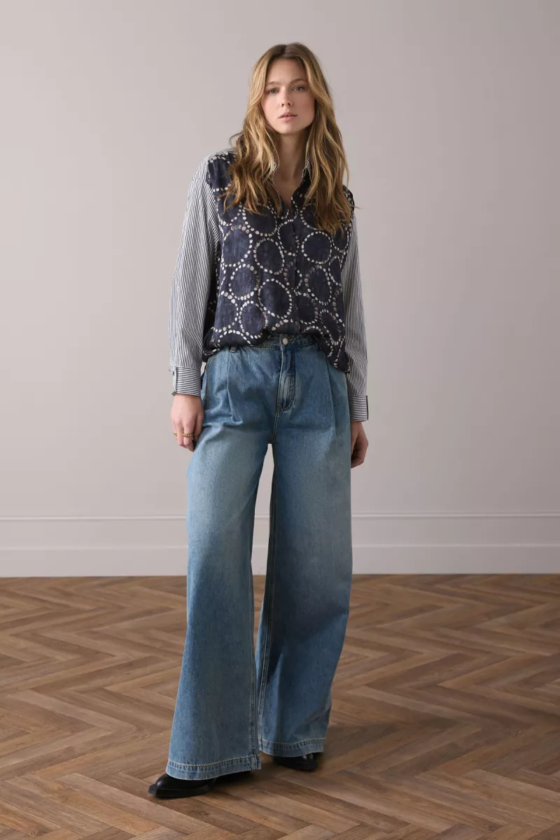 Summum-Blouse all over print-2s3329-12263-495 Midnight blue-DONKER BLAUW