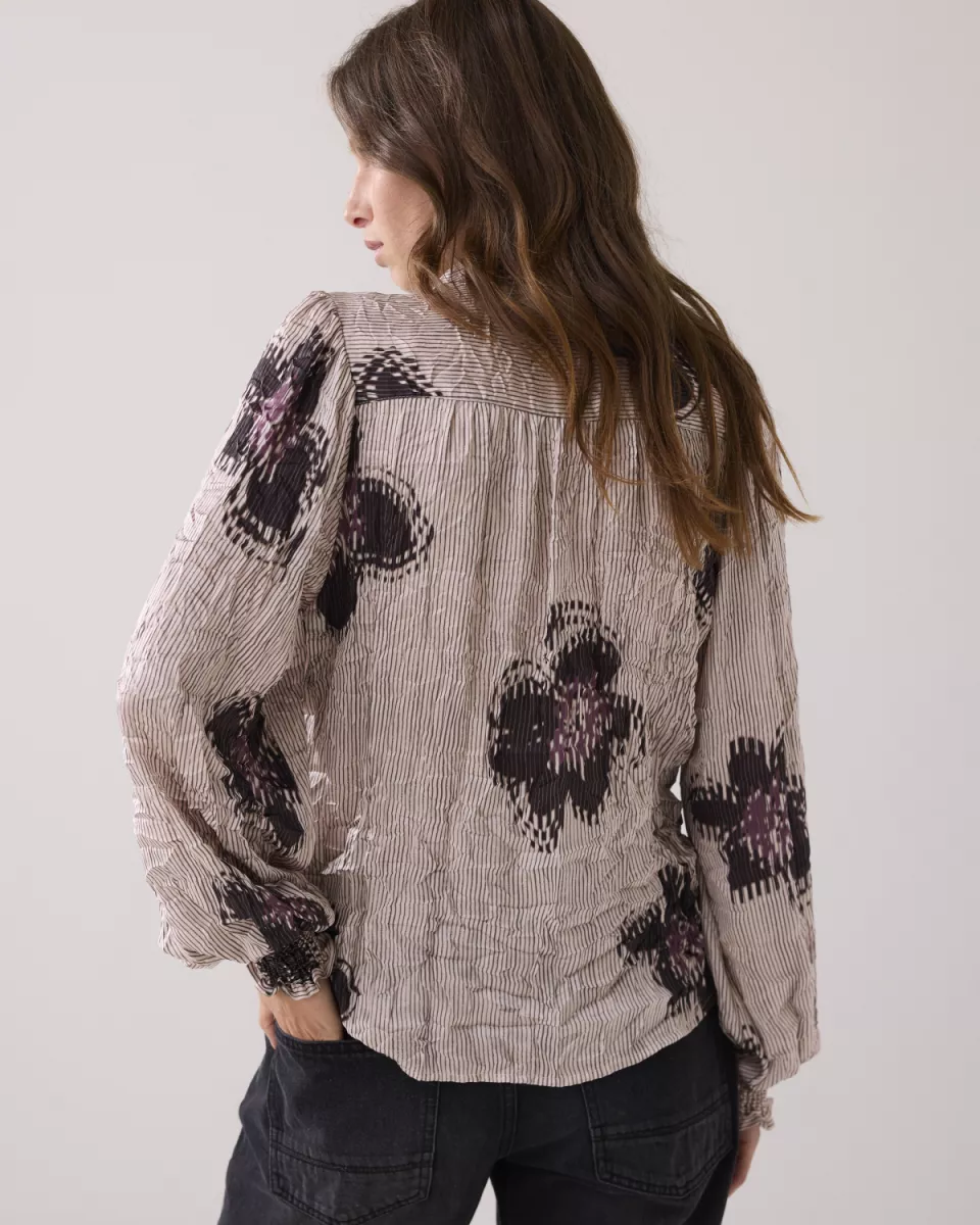 Summum-Blouse stripes with flowers-2s3361-12273-120 Multicolour-MULTICOLOR