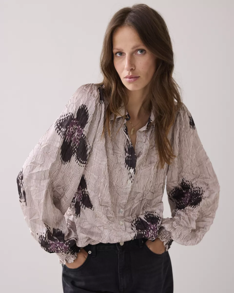 Summum-Blouse stripes with flowers-2s3361-12273-120 Multicolour-MULTICOLOR