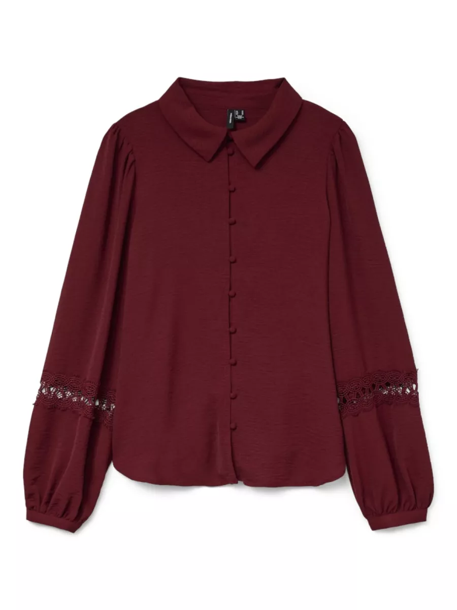 VERO MODA-VMALVA LACE LS SHIRT WVN GA BOO-10331609-Syrah-BORDEAUX