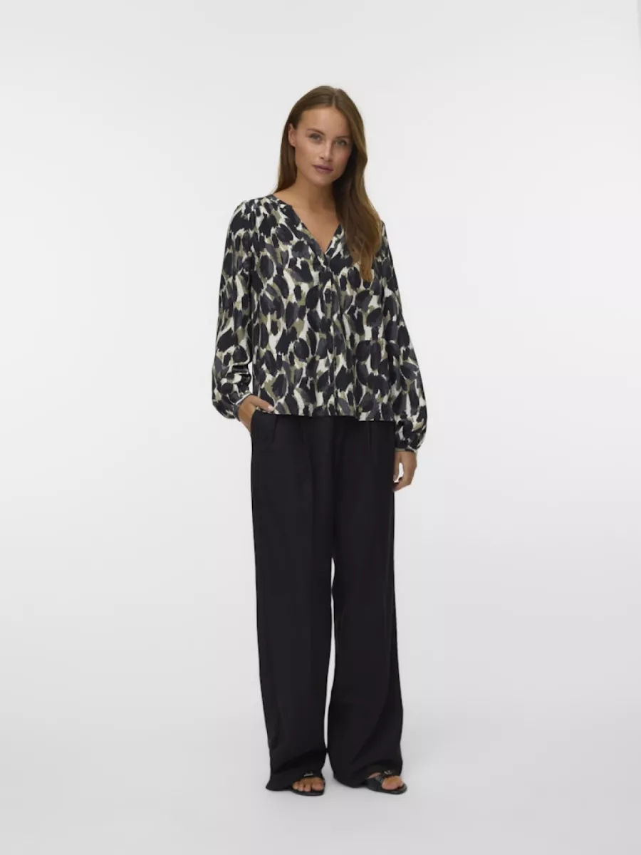 VERO MODA-VMFANINI L/S SHIRT WVN BTQ GA-10333395-Mermaid-GRIJS