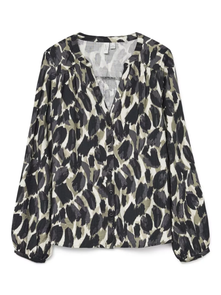 VERO MODA-VMFANINI L/S SHIRT WVN BTQ GA-10333395-Mermaid-GRIJS