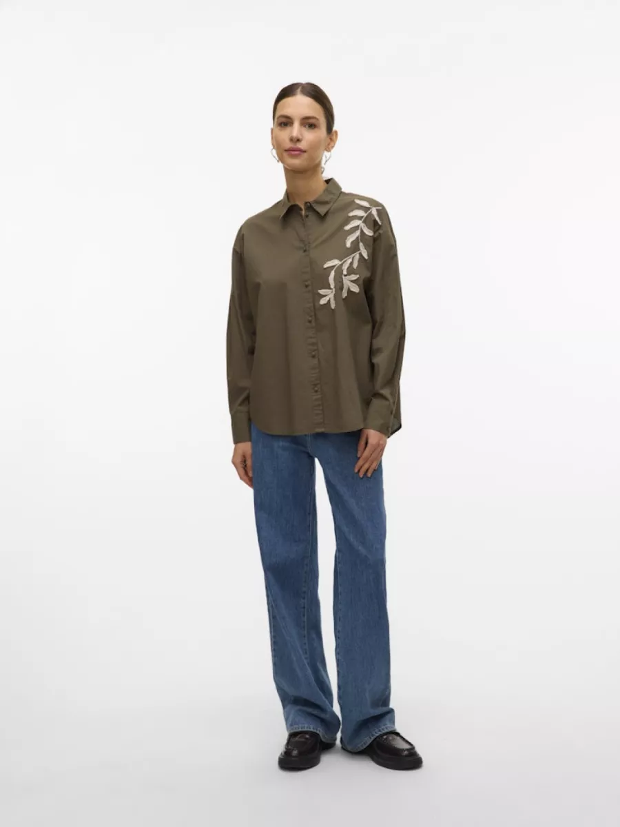 VERO MODA-VMFERN L/S SHIRT WVN BTQ GA-10333342-Grape Leaf-GROEN