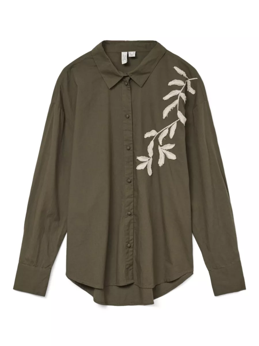VERO MODA-VMFERN L/S SHIRT WVN BTQ GA-10333342-Grape Leaf-GROEN