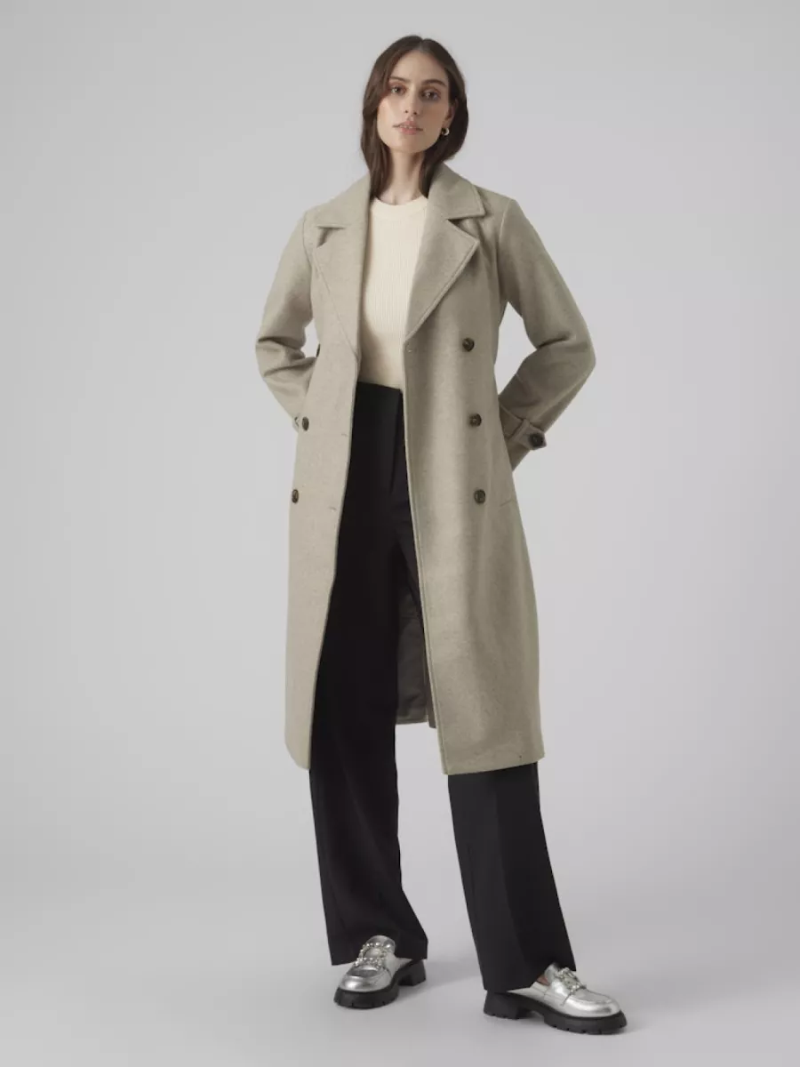 VERO MODA-VMFORTUNEVEGA LONG TRENCHCOAT GA NO-10289870-Silver Mink-ZAND