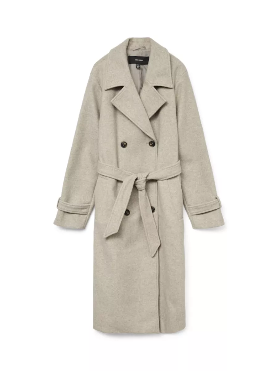 VERO MODA-VMFORTUNEVEGA LONG TRENCHCOAT GA NO-10289870-Silver Mink-ZAND