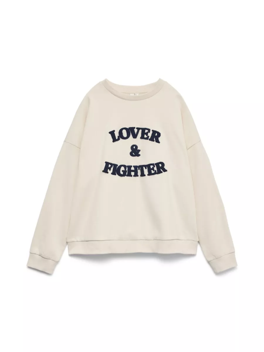 VERO MODA-VMGENESIS L/S SWEATSHIRT JRS BTQ FR-10335686-Birch Navy Blazer-CREME