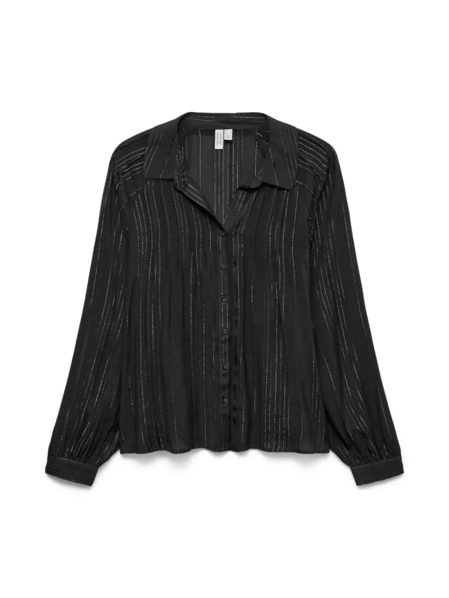 VERO MODA-VMGOLIA L/S SHIRT WVN BTQ-10333695-Black-BLACK