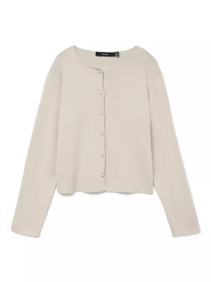 VERO MODA-VMKRISTI LS O-NECK CARDIGAN BOO-10331415-Birch-CREME