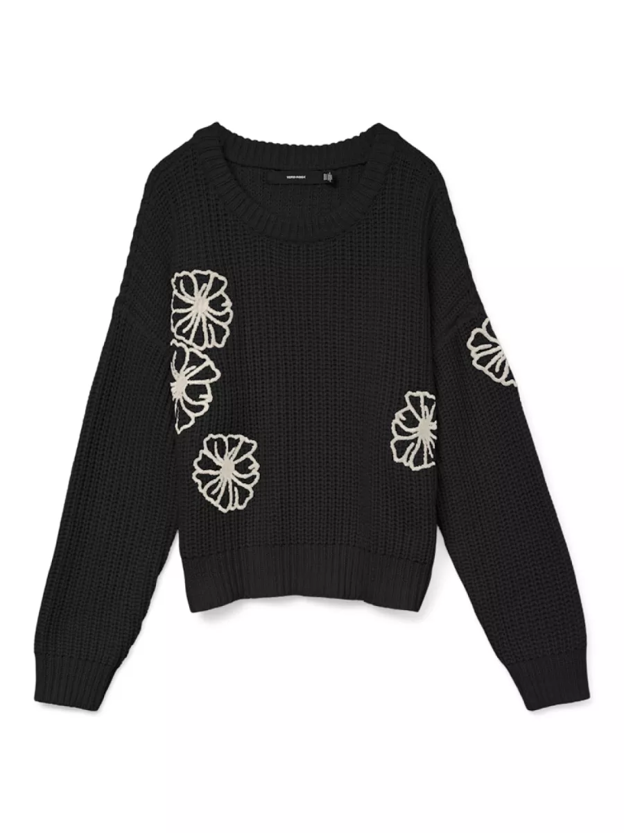 VERO MODA-VMLAURA LS O-NECK PULLOVER BOO-10331444-Black-BLACK