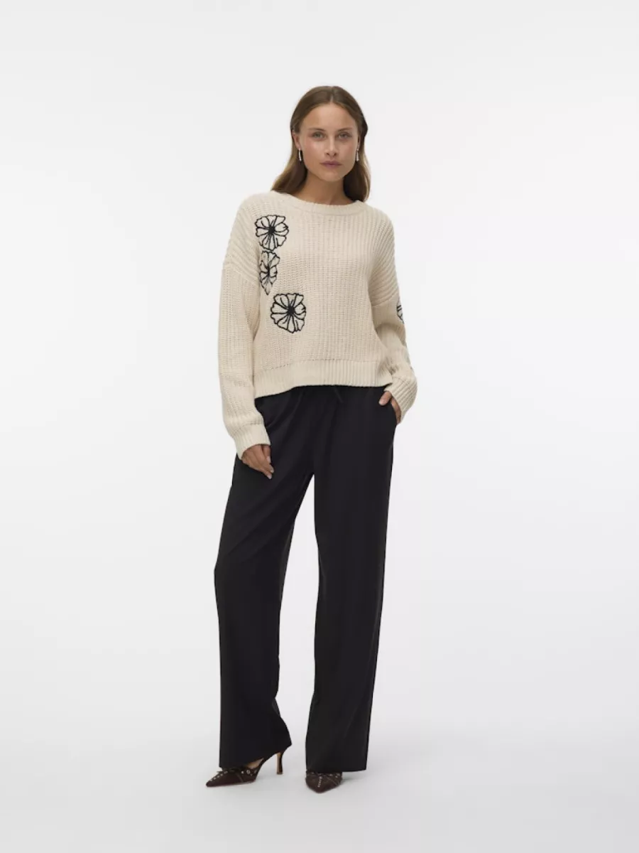 VERO MODA-VMLAURA LS O-NECK PULLOVER BOO-10331444-Cement-CREME