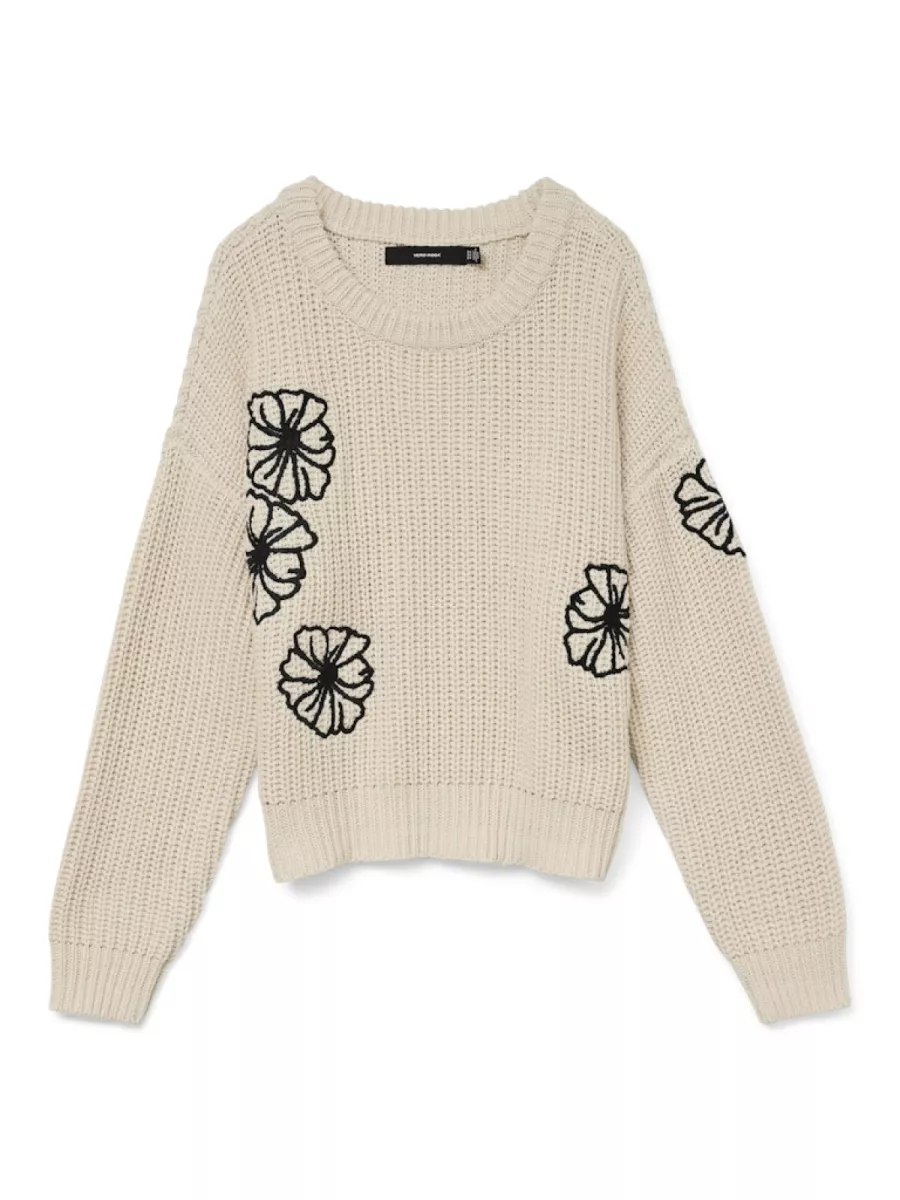VERO MODA-VMLAURA LS O-NECK PULLOVER BOO-10331444-Cement-CREME