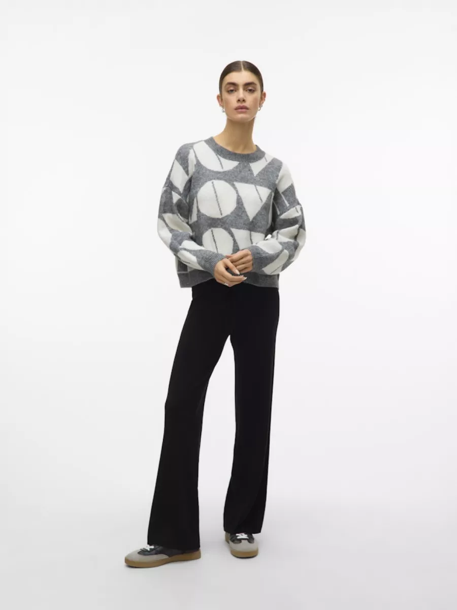 VERO MODA-VMLOVE LS O-NECK PULLOVER BOO-10331432-Medium Grey-GRIJS