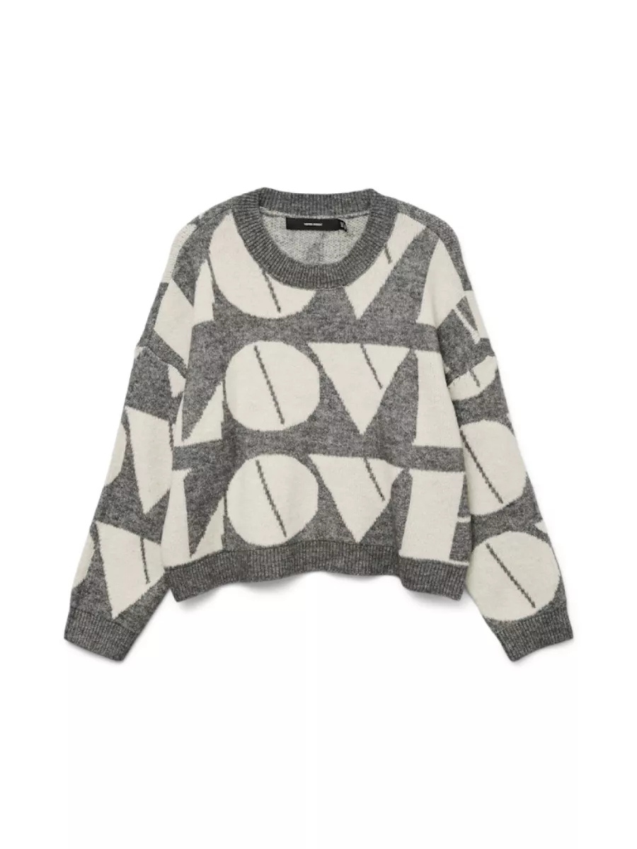 VERO MODA-VMLOVE LS O-NECK PULLOVER BOO-10331432-Medium Grey-GRIJS