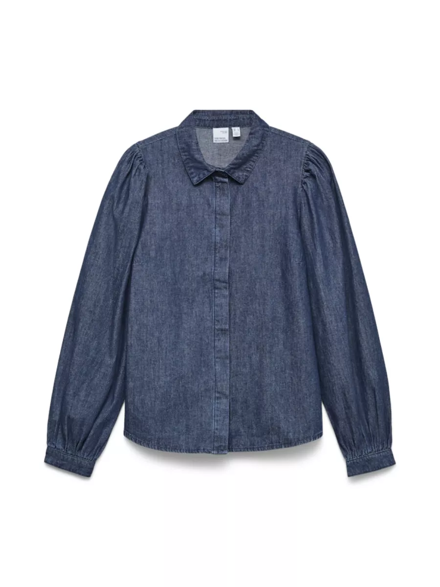 VERO MODA-VMNILY LS DNM SHIRT-10272328-Dark Blue Denim-DONKER DENIM