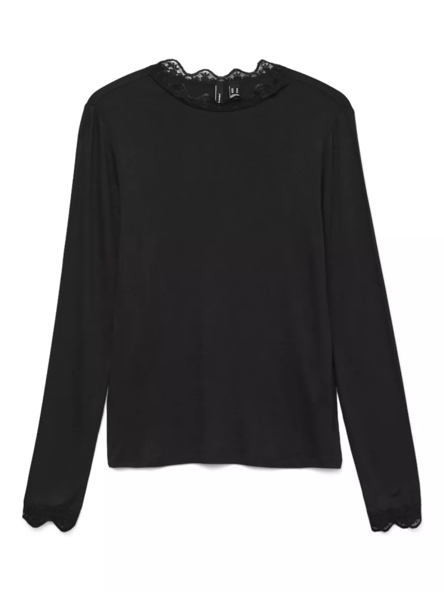VERO MODA-VMROSA LS HIGHNECK TOP GA JRS NOOS-10295141-Black-BLACK