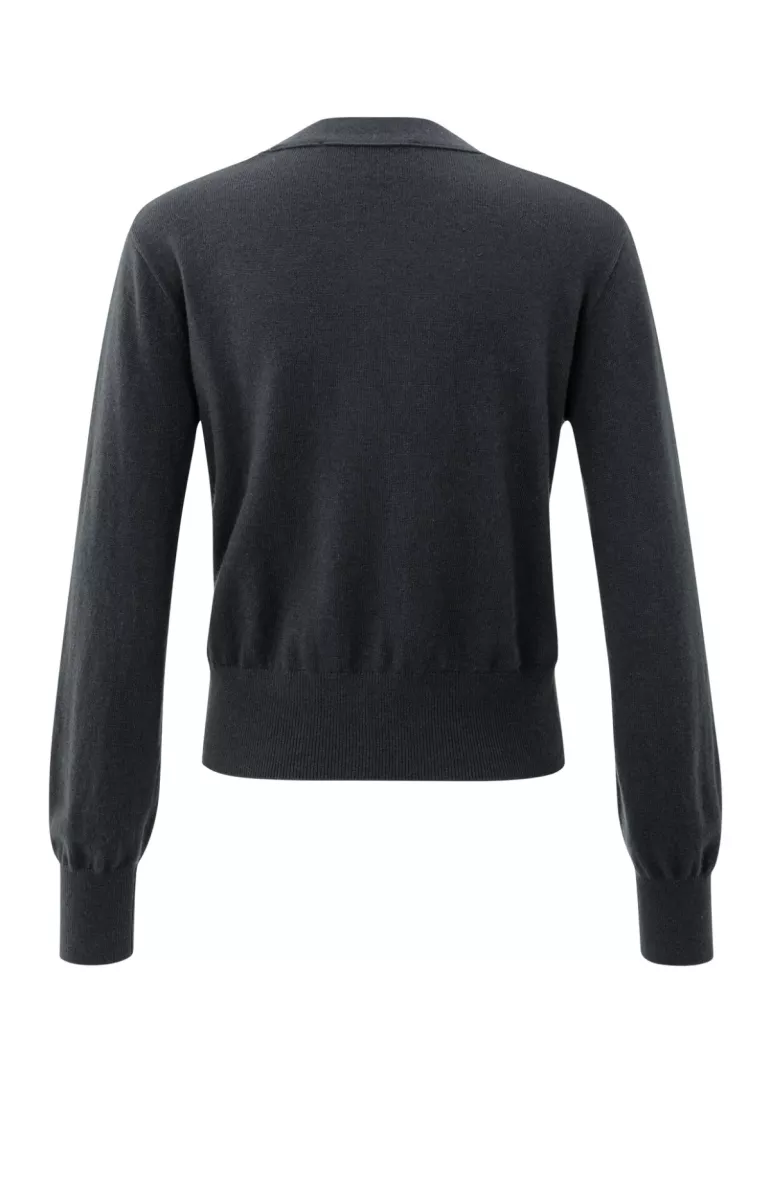 YAYA-Cardigan with straps; Polyamide/Viscose/Wool/Cashmere; 90205-01-010122-508-90205-BLACK