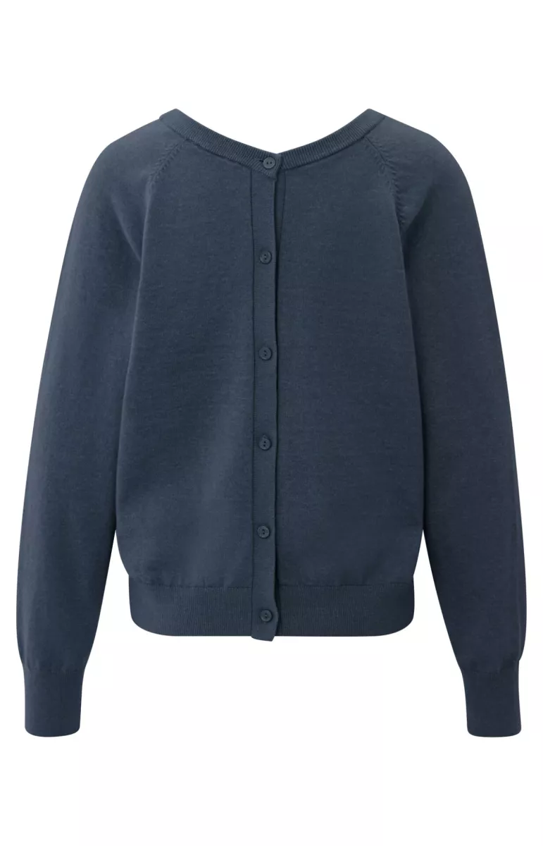 YAYA-Double v-neck sweater with but; Cotton/Polyester/Polyamide/Elastane; 839182-01-000494-508-839182-BLUE