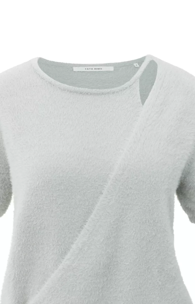 YAYA-Fluffy cardigan overlaping ss; Polyamide/Polyester; 99001-01-010119-508-99001-LICHT-/PAREL GRIJS
