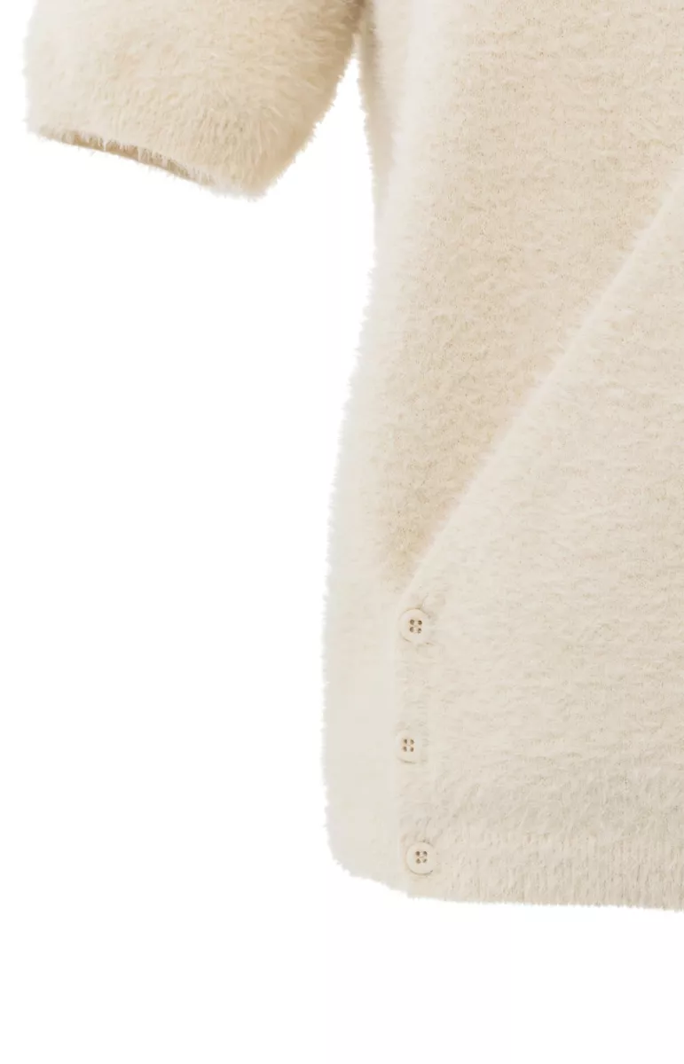 YAYA-Fluffy cardigan overlaping ss; Polyamide/Polyester; 99005-01-010119-508-99005-CREME