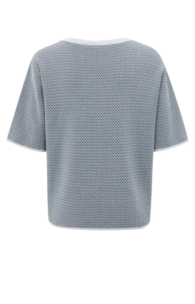 YAYA-Jacquard knitted t-shirt; /Acrylic/Polyamide/Wool; 990011-01-000488-508-990011-GRIJS COMBINATIES