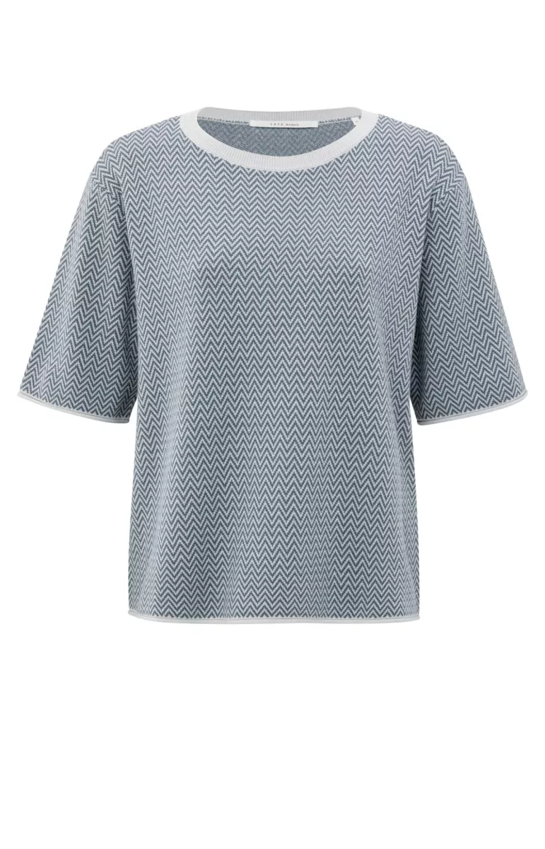 YAYA-Jacquard knitted t-shirt; /Acrylic/Polyamide/Wool; 990011-01-000488-508-990011-GRIJS COMBINATIES