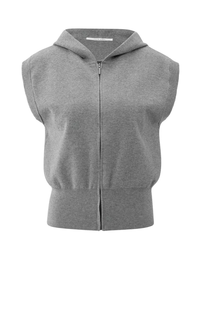 YAYA-Mouwloze hoodie met rits; Lyocell/Cotton/Wool/Polyamide-01-010116-508-99022-GRIJS
