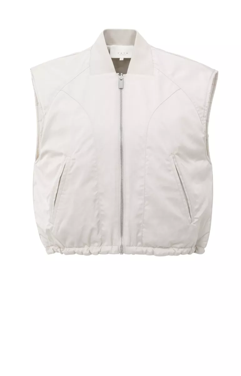 YAYA-Nylon reversible bodywarmer; Polyester; 99013-02-021005-508-99013-BEIGE