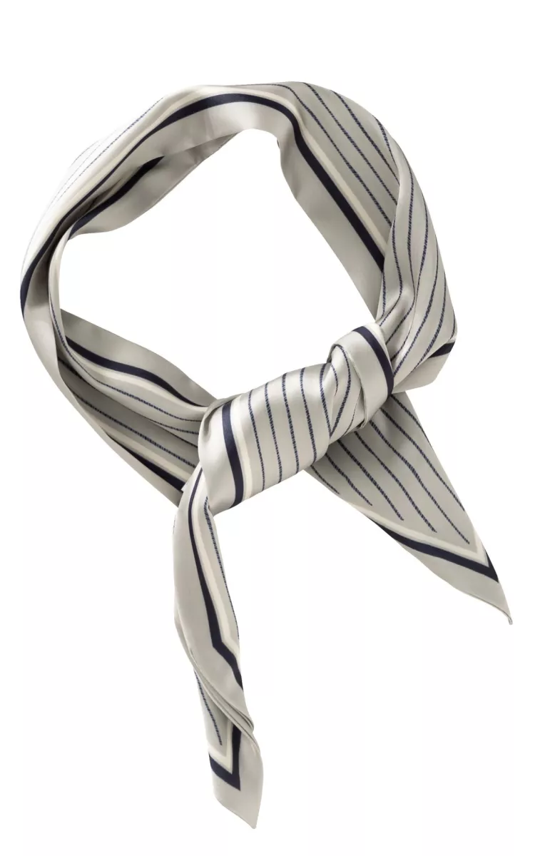 YAYA-Scarf With Fine Stripes And Glossy Finish-03-501044-990061 Sand Dessin-ZAND