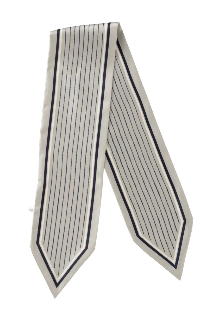 YAYA-Scarf With Fine Stripes And Glossy Finish-03-501044-990061 Sand Dessin-ZAND