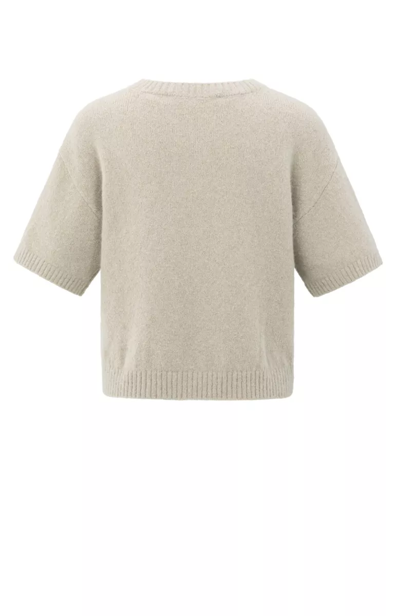 YAYA-Short sleeve sweater with artw; Alpaca/Modal/Polyester/Cotton/Elast; 99019-01-000485-508-99019-BEIGE