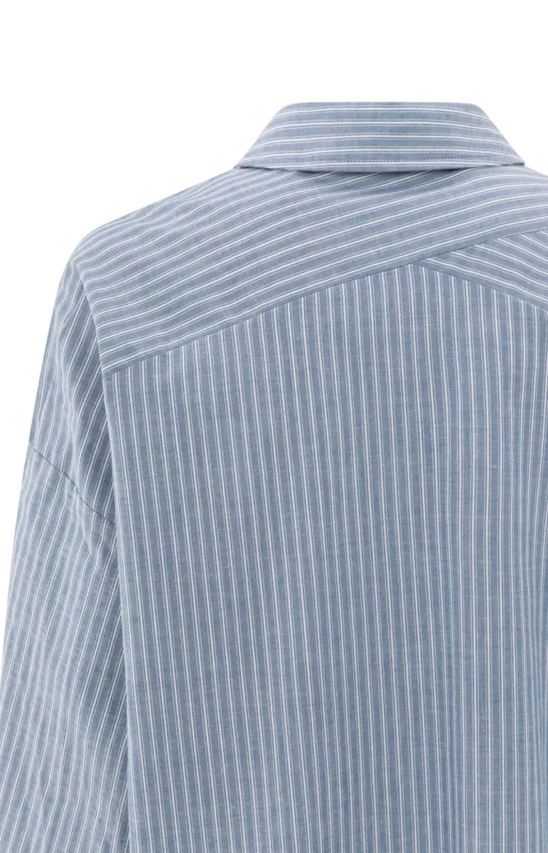 YAYA-Striped blouse with pocket; Cotton; 990001-01-201178-508-990001-BLUE