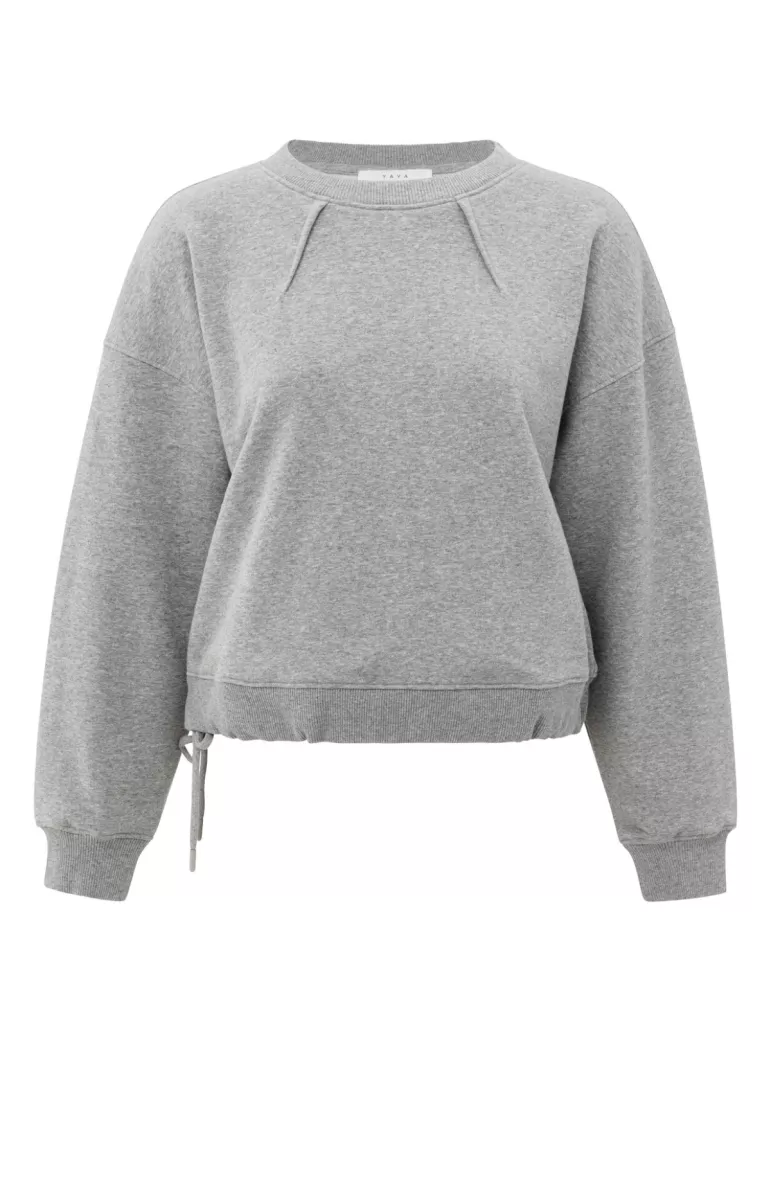 YAYA-Sweatshirt with pleat detail a; Cotton/Polyester; 99022-01-109094-508-99022-GRIJS