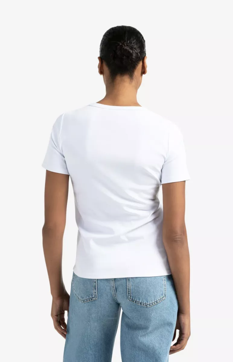 YAYA-T-shirt met korte mouwen; Cotton/Elastane-01-719047-N-00000-OFF WHITE