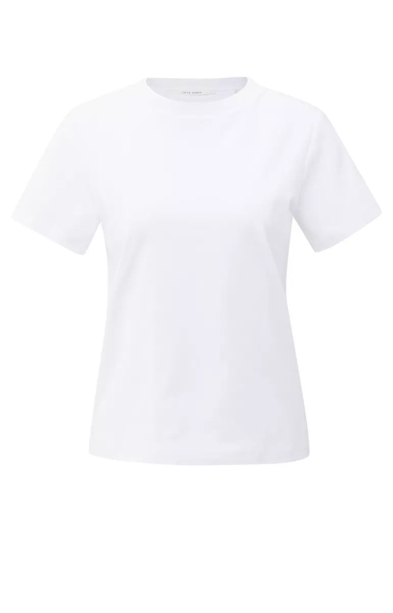 YAYA-T-shirt with stitch details; Cotton-01-719075-508-00000-OFF WHITE
