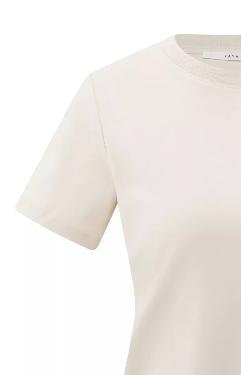 YAYA-T-shirt with stitch details; Cotton; 99005-01-719075-508-99005-CREME