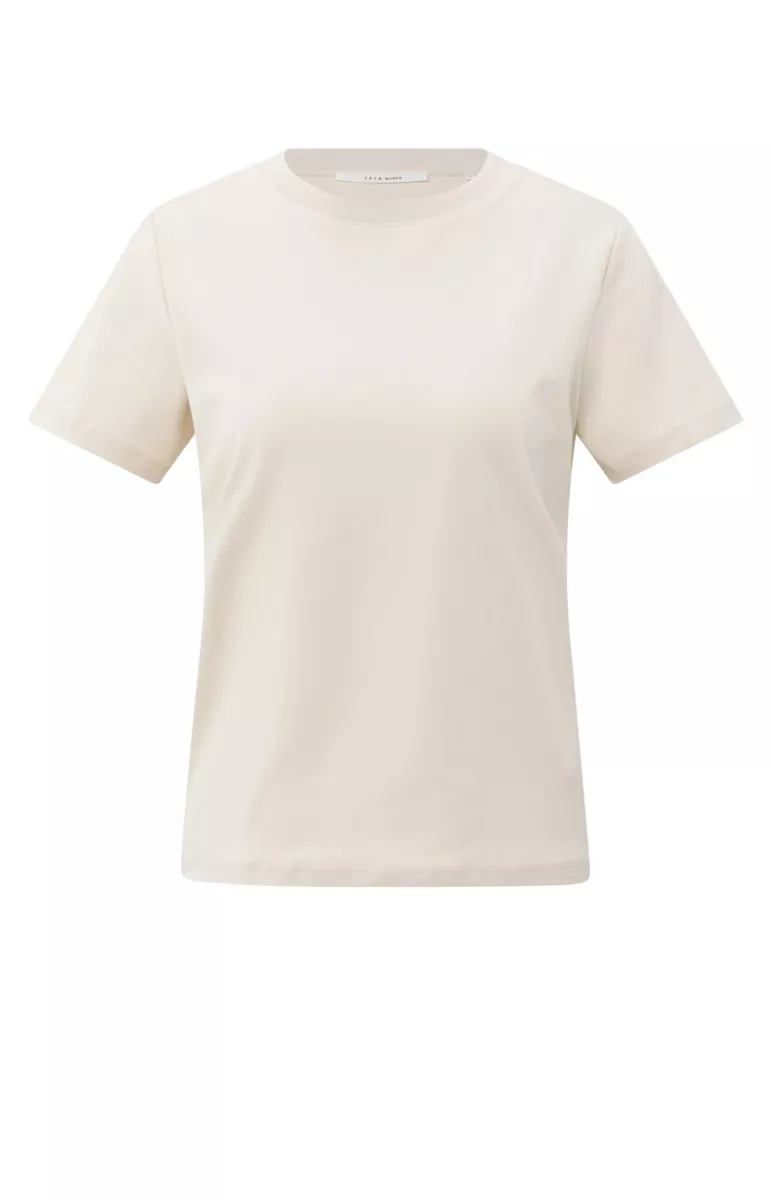 YAYA-T-shirt with stitch details; Cotton; 99005-01-719075-508-99005-CREME