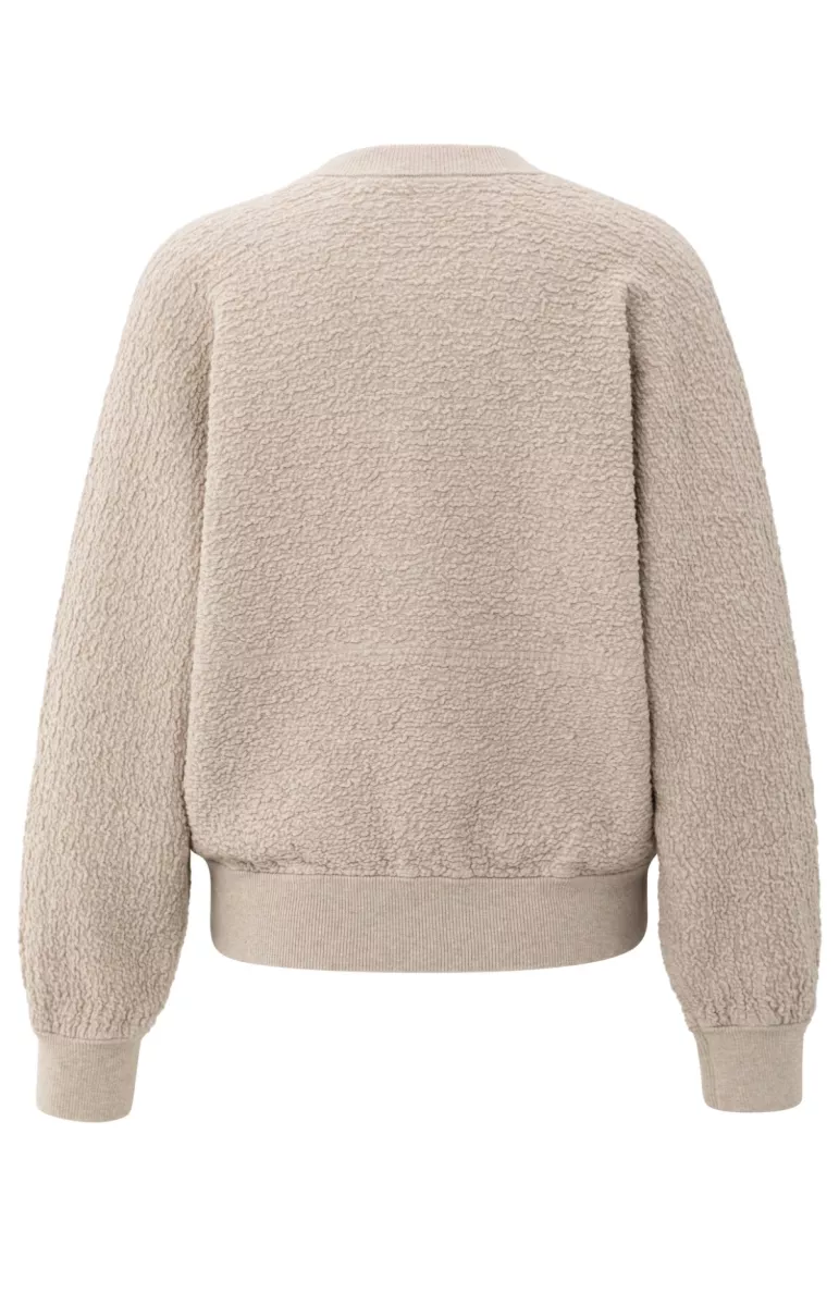 YAYA-Textured knitted bomber ls; Cotton/Elastane; 99007-01-010121-508-99007-ZAND